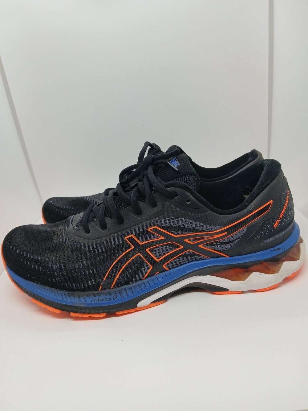 ASICS Gel-Superion 5 Men's Size 12 Running Shoes Black Orange Blue (Flawed)